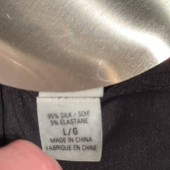 Signature Saks Fifth Ave black silk ruffle neck blouse - Picture 11 of 14